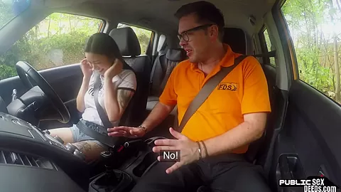 Public asian blows instructor before sex in car