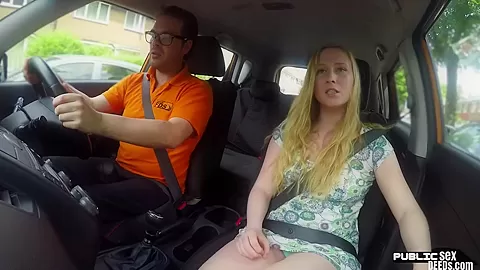 British driving student 18+ publicly riding cock