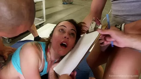 College student 18+ Gets A Mouth Full Of Cock, Dp And Triple Penetration - HardcoreGangbang