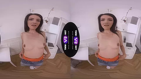 Solo orgasm on a kitchen chair