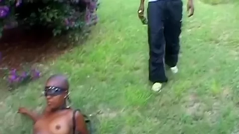Bald african bondage slave getting her pussy fucked