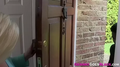 Busty grandma sucks big black cock