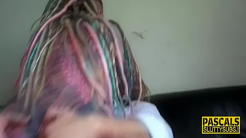 Inked submissive gets spanked and fucks