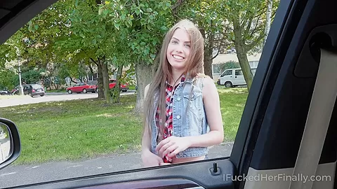 Cutie asks dude for a ride in exchange for a couple of orgasms