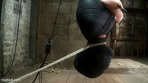 Cute Little Blond Girl Is Mummified, Vibrator Stuck On Her Clit. Hung Upside Down To Cum Cum. - HogTied