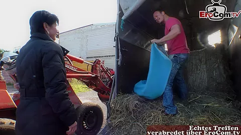 german natural tits housewife fuck outdoor at a farm