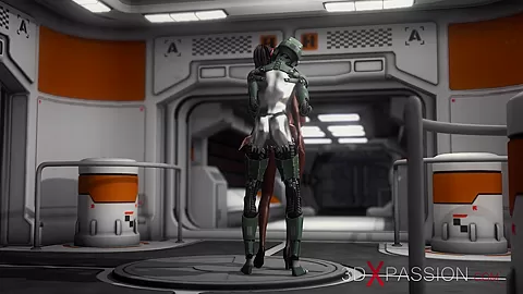Sci-fi theme. Male Android Rams Hard A Hot ebony in the lab