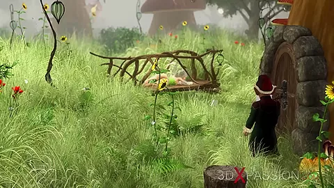 Crazy gnome fucks hard a sexy fairy outdoor