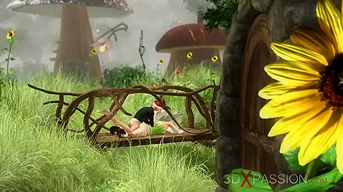 Crazy gnome fucks hard a sexy fairy outdoor