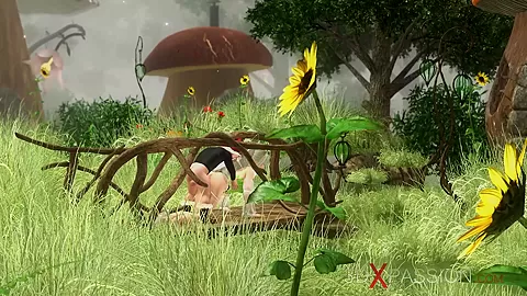 Crazy gnome fucks hard a sexy fairy outdoor