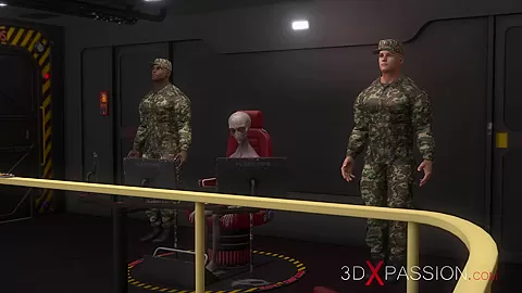 Lesbian sex in Area 51. A horny blonde gets fucked by a female android