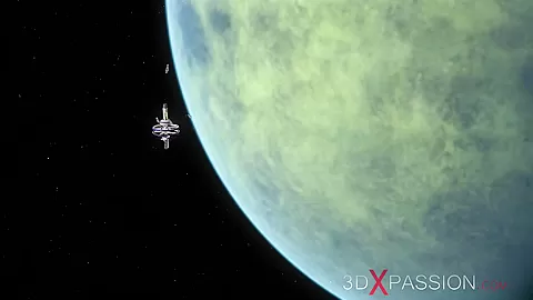 Alien lesbian sex in sci-fi lab. Female android plays with an alien