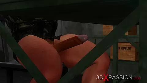 Hard fuck for horny Japanese college girl slave in the military base camp