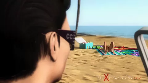 Hot sex! Dune buggy, topical beach and horny sexy brunette