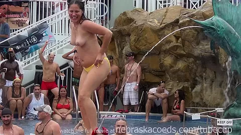 this tropical resort pool party is just warming up