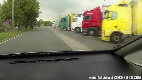 Real WHORE Picked up Between Trucks and Get Paid for Sex