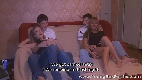 Rachel, Michelle in Swinger sex warming up teens 18+' cocks and pussies