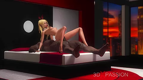 3d cuckold! Horny young blonde fucked hard by a big black cock
