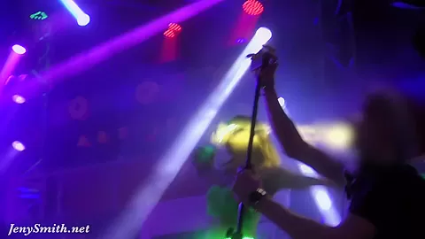 She wore only a tinsel at club! Public flashing