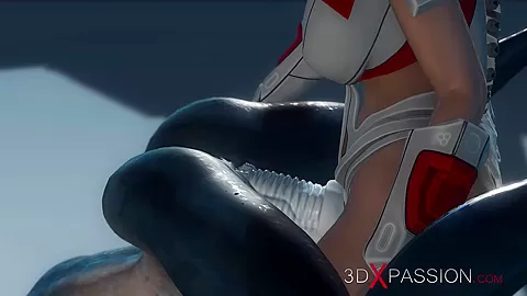 Hot sex on th exoplanet! An alien gets fucked by a spacewoman in spacesuit with strapon