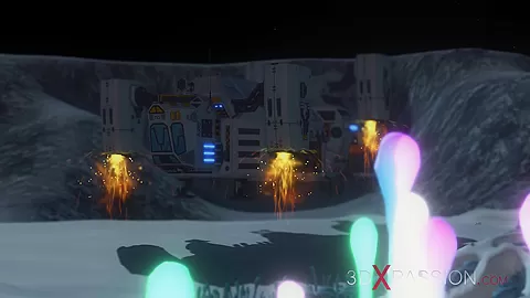 Hot sex on th exoplanet! An alien gets fucked by a spacewoman in spacesuit with strapon