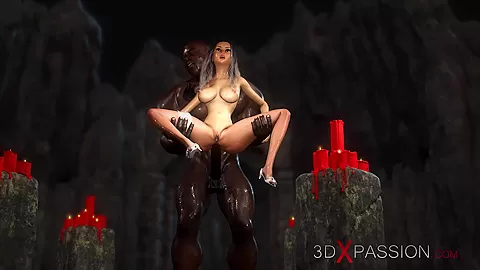 Hot sex! Black guy plays with a sexy bride in the dungeon