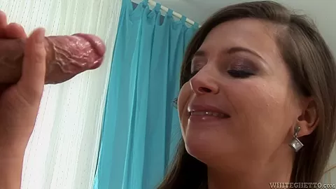 Hairy brunette does blowjob and her twat is humped hard