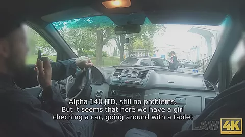 LAW4k. Girl was going to steal car but was caught and fucked by policemen