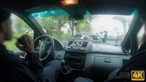 LAW4k. Girl was going to steal car but was caught and fucked by policemen