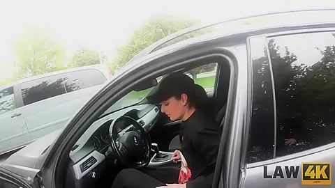 LAW4k. Girl was going to steal car but was caught and fucked by policemen
