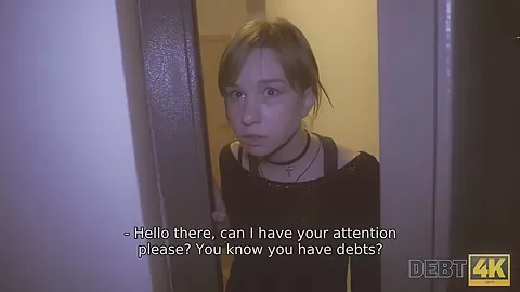 DEBT4k. Lovely girl rides big dick because she doesnt pay for iPhone