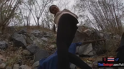 Real amateur couple blowjob and sex outdoor in public on an island