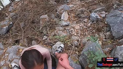 Real amateur couple blowjob and sex outdoor in public on an island