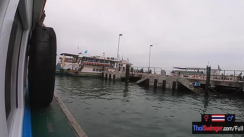 Real amateur couple blowjob and sex outdoor in public on an island