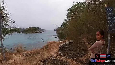 Real amateur couple blowjob and sex outdoor in public on an island