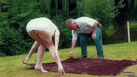 Romantic Picnic turns in sexy fuck for grandpa and teen 18+