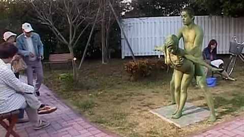 Cosplay Porn: Public Painted Statue Fuck 2