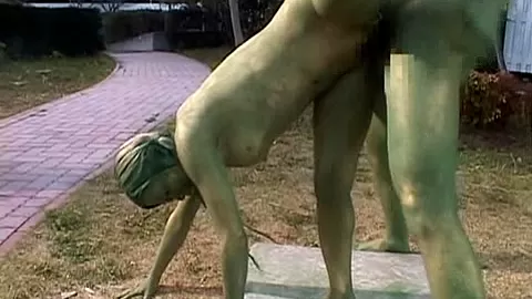 Cosplay Porn: Public Painted Statue Fuck 2