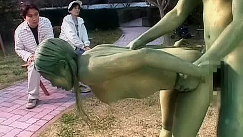 Cosplay Porn: Public Painted Statue Fuck 2