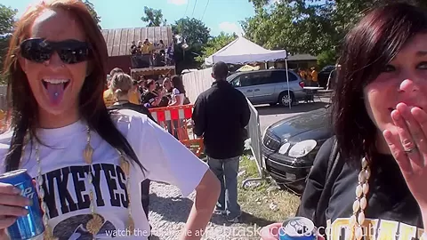 Partying And Flashing Tits While Tailgating Outside