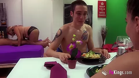 From TV to FAKings: Dinner Orgy with everyone fucking