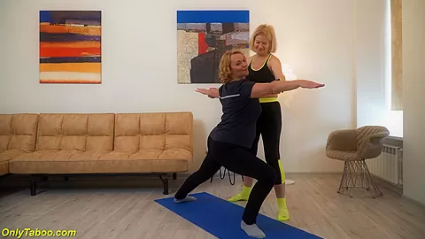 wild lesbian granny yoga