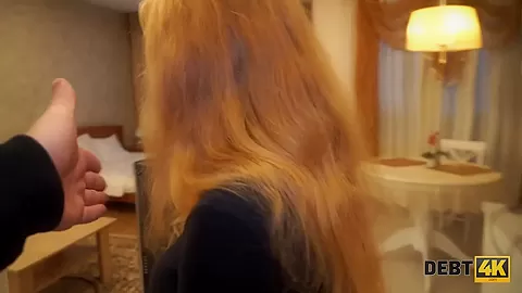 DEBT4k. Lucky guy can use redhead as a whore because she has debts