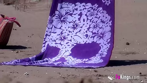 Beach Dogging! Ainara fucks a and a couple join the fun