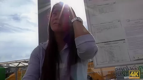 HUNT4K. Gentleman finds poor girl on bus station and bangs her hard