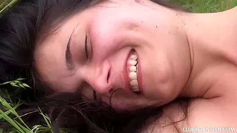Brunette teen 18+ babe gets fucked outdoors