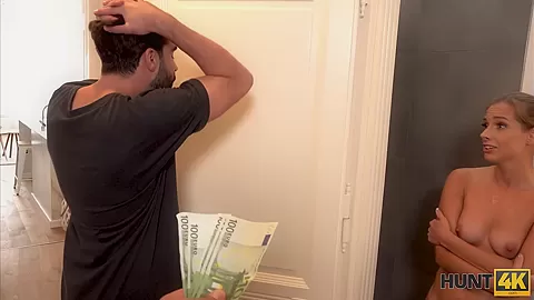 HUNT4K. Guy cant resist such beautiful girl and pays boyfriend to nail her
