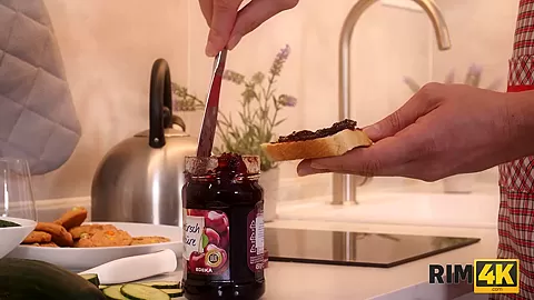 RIM4K. Rimming by the cutie and sex with hubby take place in the kitchen