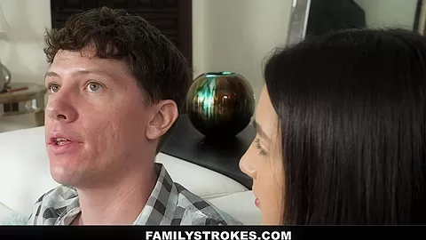 FamilyStrokes - Step sister Rides Her Step Brother While Watching TV