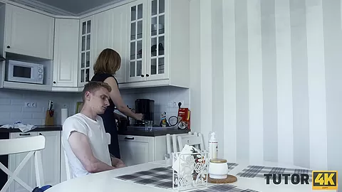 TUTOR4K. Boy deletes tutors dress and harshly fool around with older woman